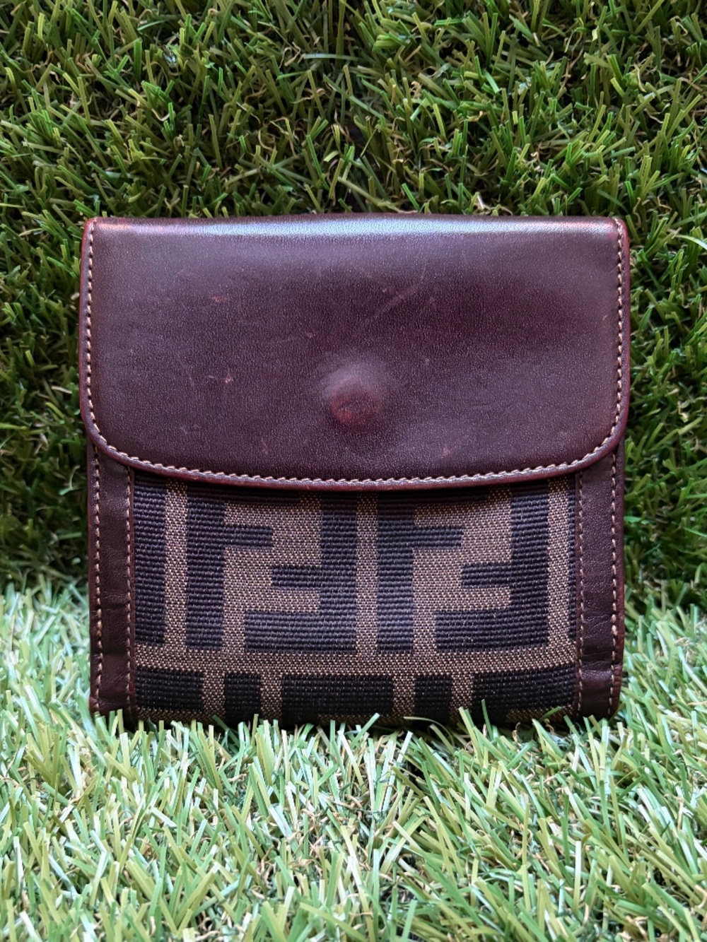 Vintage Fendi Zucca Monogram Canvas & Leather Bifold Wallet